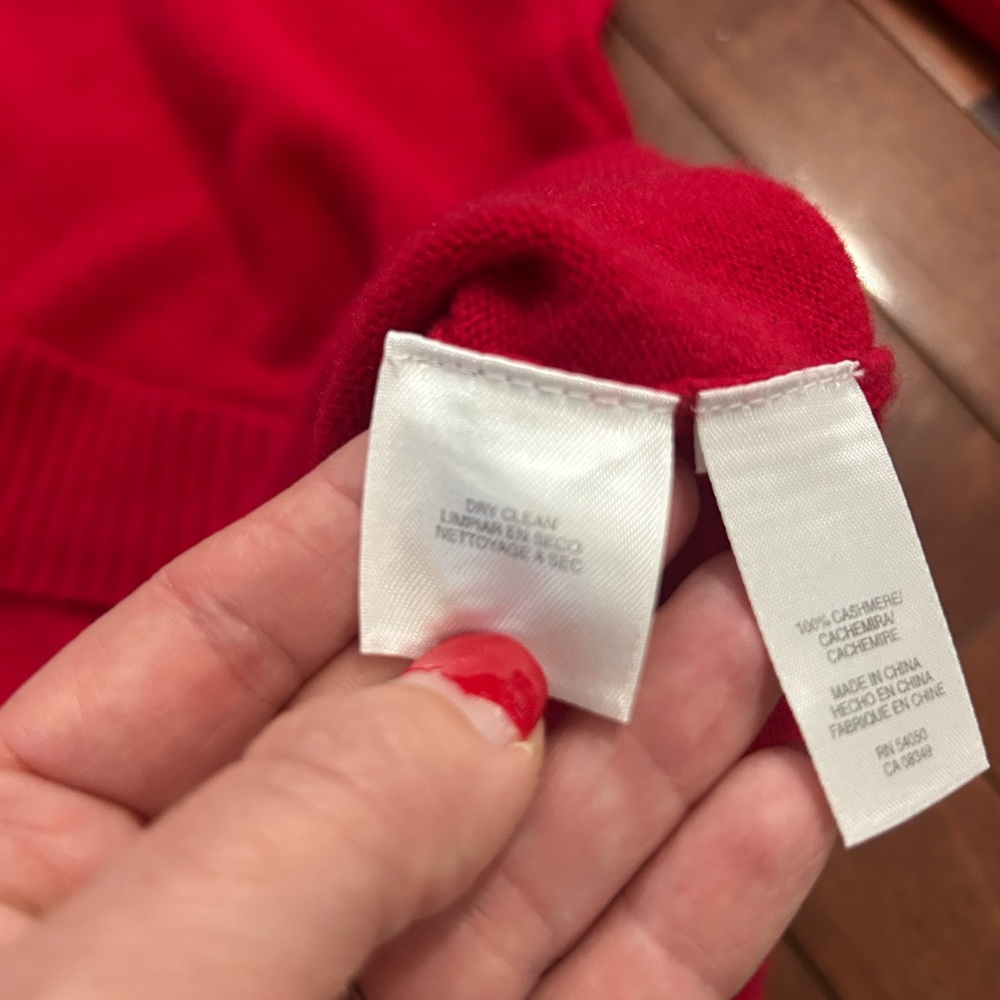 Jones New York Women's Red Cowl Neck 100% Cashmere Sweater Size XL - Picture 7 of 9